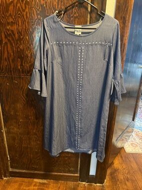 NAIF Navy Blue Mini Dress with Stud Detail